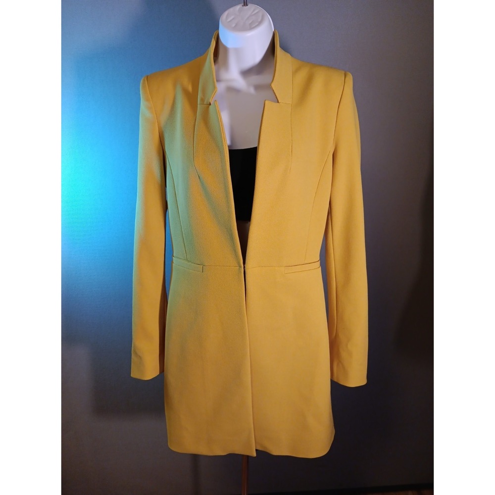 ZARA Yellow Single-Clasp Hook Blazer Women XS Regular Lined Pockets Classic Fit